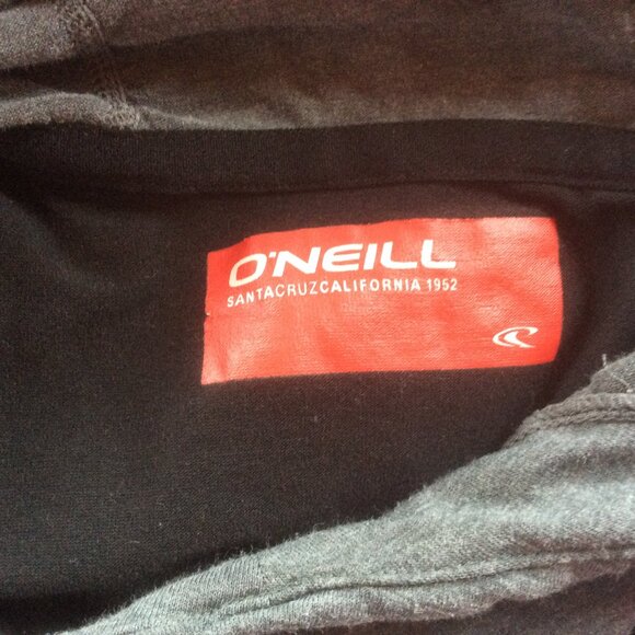 O'Neill Black & Gray Funnel Neck Hoodie Activewear Thumb Holes Pullover Size M - Picture 4 of 5